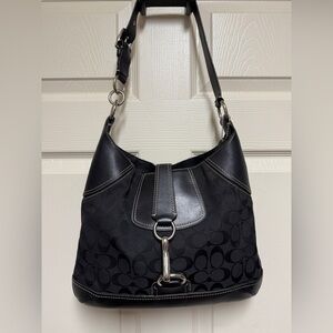 Coach Signature Jacquard Leather Horsebit Hobo Bag